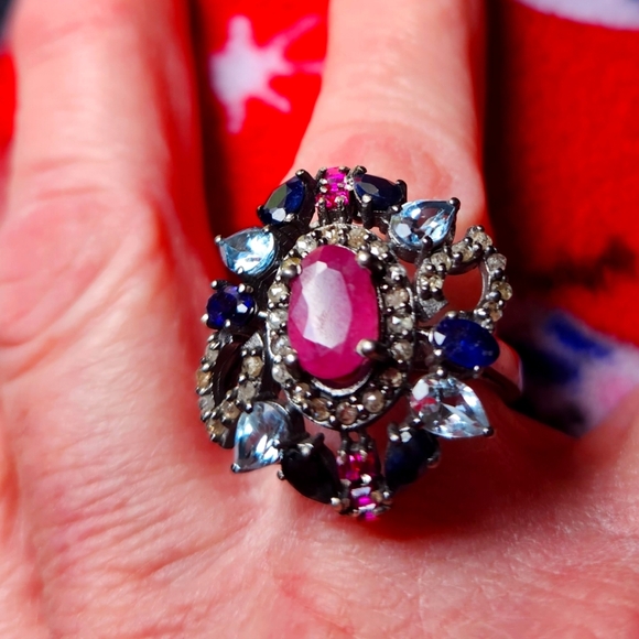 Lovely multi stone ring 7 - Picture 4 of 4